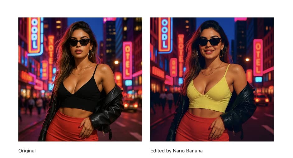 Nano Banana AI photo blending success - two separate portraits seamlessly combined into single group photo with matching lighting and natural positioning