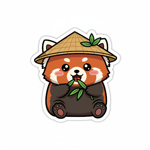 A kawaii-style sticker of a happy red panda created by Nano Banana